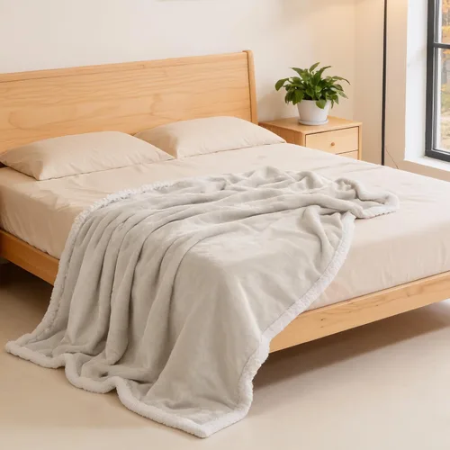 Miniatura 7 de Beautex Manta de Vellón Sherpa Beige Crema, Manta Suave y Esponjosa de Franela y Felpa, Manta Acogedora y Suavísima para Sofá, Cama y Adultos