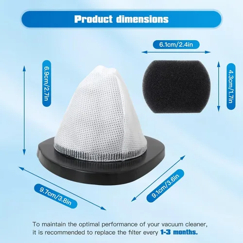 Miniatura 5 de Paquete de 4 filtros de vacío 2030 y 4 filtros de espuma para aspiradora Bissell 2030 de peso pluma, modelo 2030 2030L 20303 20306 20307 20309 2030H