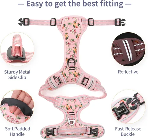 Miniatura 3 de Arnés para perro HEELE, arnés reflectante ajustable y acolchado sin tirones para perros pequeños, medianos y grandes con asa para caminar