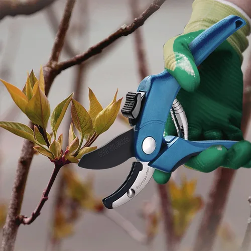 Miniatura 5 de Nevlers Tijeras de podar de yunque azul de 8 pulgadas resistentes Podadoras de mano para jardinería con cuchillas de acero, bloqueo de seguridad
