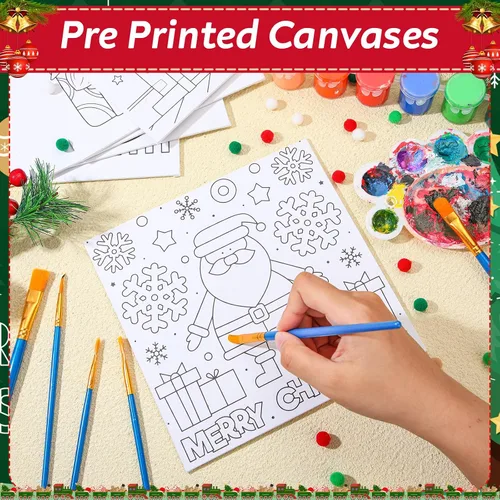 Miniatura 3 de Tenceur 30 lienzos estirados predibujados para pintar lienzos para colorear, lienzo preimpreso para pintar para adultos y niños, suministros de arte