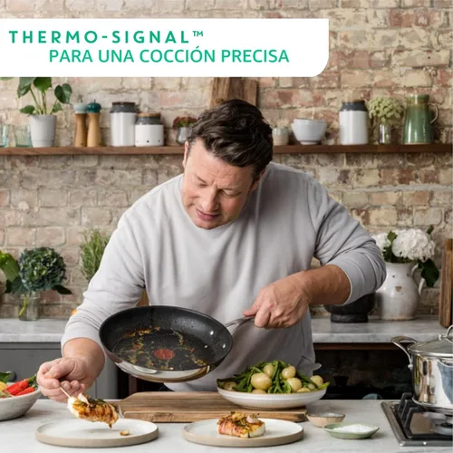 Miniatura 5 de T-Fal Jamie Oliver Sartenes de acero inoxidable con revestimiento antiadherente de 9.5 y 11 pulgadas, compatibles con inducción, aptas para horno
