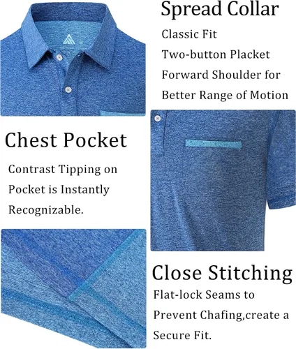 Miniatura 64 de V VALANCH Polo de golf de manga corta para hombre, estilo casual, con cuello que absorbe la humedad