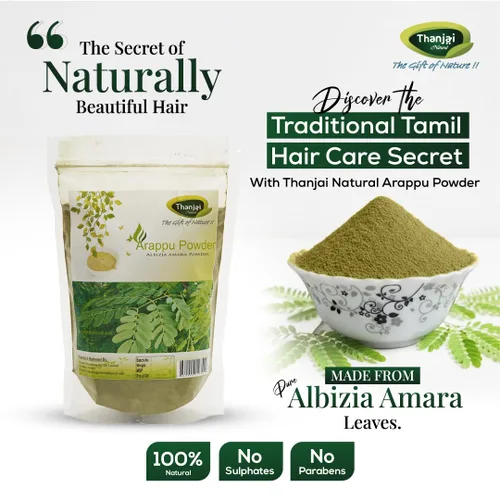 Miniatura 2 de Thanjai Natural Arappu Polvo 8.82 oz Bolsa 100% Natural Albizia Amara Arappu Polvo Tradicional Lavado de Cabello y Acondicionador de Cabello