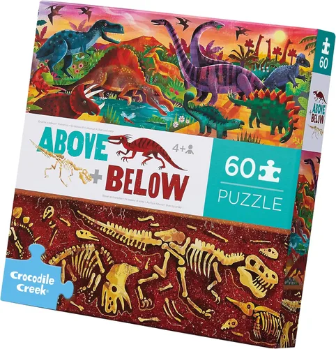 Crocodile Creek Above + Below - Rompecabezas de piso de 48 piezas - Divertidos rompecabezas de piso para niños de 4 a 8 años - Mundo de Dinosaurios