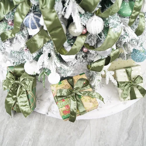 Miniatura 6 de HUIHUANG Cinta de terciopelo verde con alambre de 2-1/2 pulgadas, cinta de terciopelo verde musgo para árbol de Navidad, lazos grandes, coronas