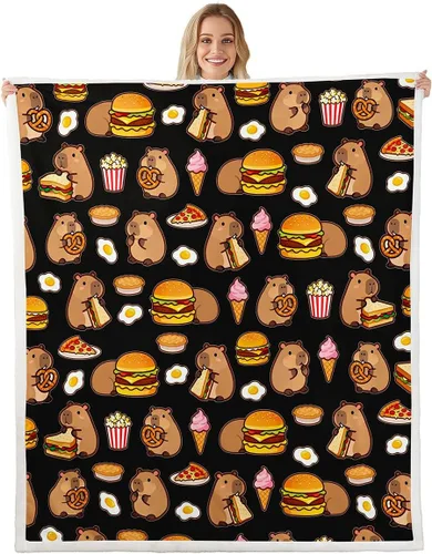 Miniatura 12 de Erosebridal Funny Capybaras Blanket Capybara Lover Gifts Cute Fleece Blanket for Kids Girls Boys, Capybara Decorations Blankets 40"x50", Kawaii