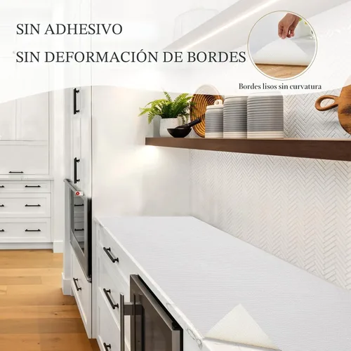 Miniatura 5 de Beautysaid Revestimiento de estante y cajón para armario de cocina, papel antideslizante no adhesivo, impermeable, lavable, grueso para tocador