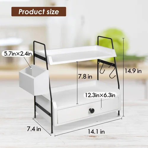 Miniatura 3 de Accesorios de barra de café y organizador de encimera, organizador de estación de café, organizador de estante de encimera de cocina, almacenamiento