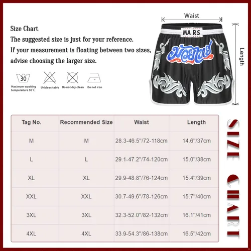 Miniatura 7 de Pantalones cortos deportivos Muay Thai para hombre, pantalones cortos de kickboxing, artes marciales y artes marciales