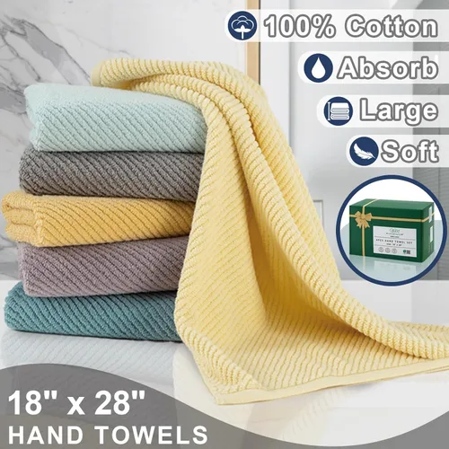 Miniatura 168 de VOOVA & MOVAS Toallas de mano blancas - 100% algodón Ligeras Gruesas Secado rápido Suaves Absorbentes, paquete de 4 piezas grandes de 18