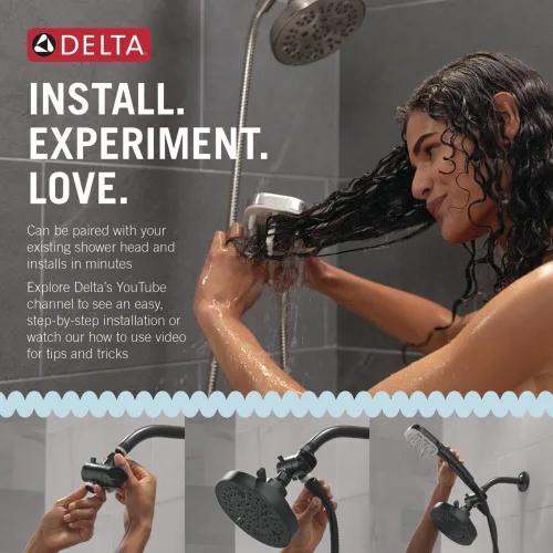 Miniatura 5 de Cabeza de ducha manual Delta VersaCurl para desenredar el cabello rizado con 3 insertos de cepillo para definir rizos incluidos, ducha de mano