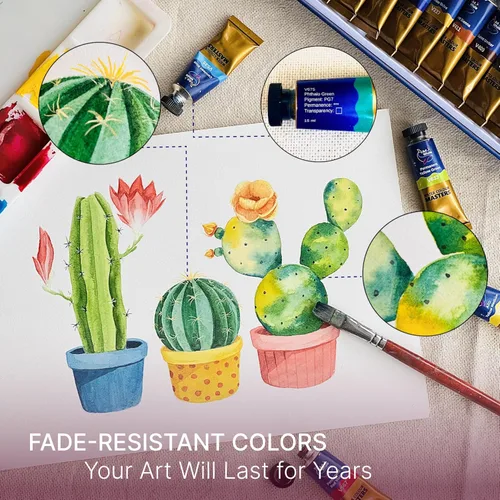 Miniatura 6 de Juego de pintura de acuarela de 12 colores, tubos de 0.5 fl oz, acuarelas de alto pigmento, mezcla suave y transparencia, apto para viajes,