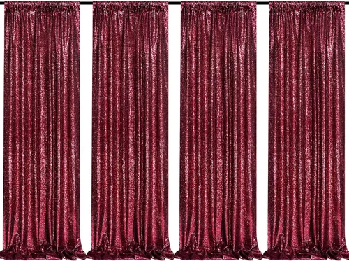 Miniatura 67 de Telón de fondo de lentejuelas moradas 2 paneles 2FTx8FT con purpurina telón de fondo cortinas para fiesta de Halloween fondo de fotos para bodas