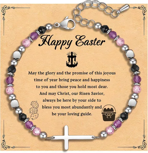 Miniatura 10 de Pulsera de cruz cristiana para mujeres y adolescentes, joyería de fe para aliviar la ansiedad, regalos de confirmación de Pascua, regalos de primera