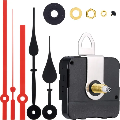 Mecanismo de movimiento de reloj de eje largo de alto par para pared, kit de mecanismo de reloj de cuarzo con 2 pares diferentes de manecillas, kit
