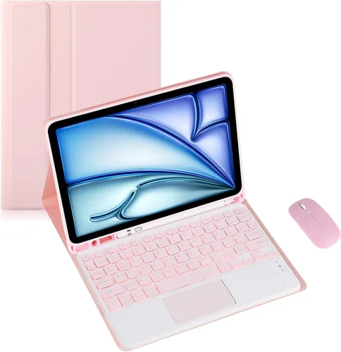 Miniatura 23 de Funda de teclado para tableta Samsung Galaxy Tab A8 X200/X205 de 10.5 pulgadas, cubierta protectora de teclado con soporte multiángulo, borde de Azul