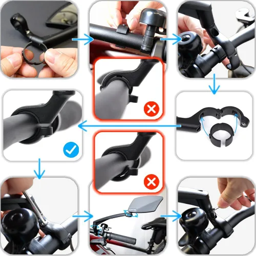Miniatura 7 de BriskMore Espejo de bicicleta para manillar - Cristal HD transparente, espejo ajustable y plegable de 360° para una conducción segura, gran angular