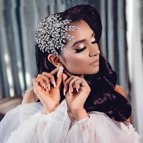 Miniatura 5 de TRiXY Diadema de boda para el pelo de novia, accesorios para el cabello con diamantes de imitación para novias y damas de honor, tocados de fiesta