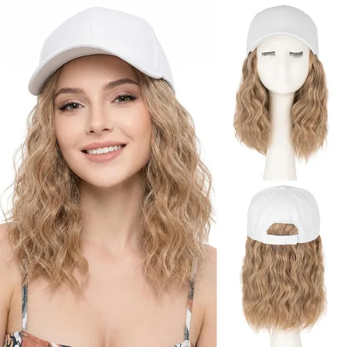 Miniatura 17 de SEGO Gorra de béisbol con extensiones de cabello para mujer, resistente al calor, sintético, 6 pulgadas, ajustable, corta, recta, peluca de repuesto