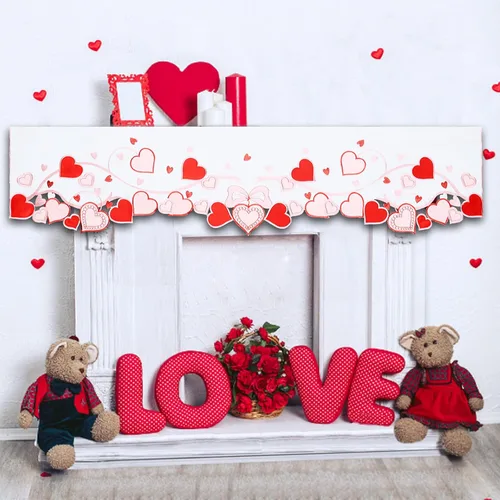 Miniatura 7 de Camino de mesa bordado de corazón, aniversario de boda, propuestas de matrimonio, eventos románticos o fiestas (13 x 69 pulgadas)