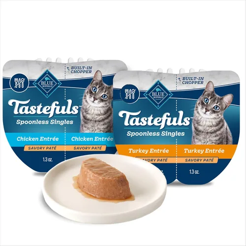 Miniatura 11 de Blue Buffalo Tastefuls Spoonless Singles - Alimento húmedo para gatos adultos, plato principal de pavo, tazas perfectamente porcionadas en (24)