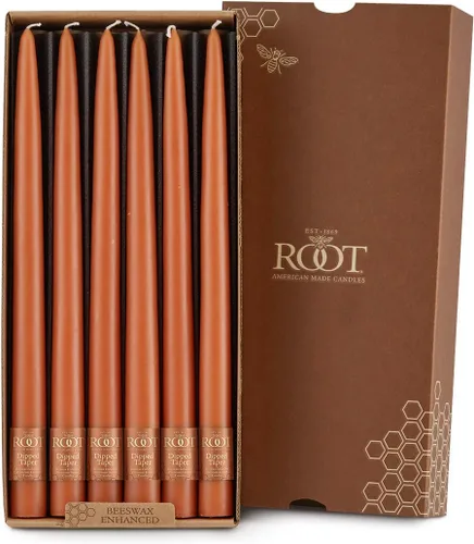 Miniatura 14 de Root Candles Juego de 12 velas cónicas sin aroma, lisas sumergidas a mano, sin goteo, cera de abeja mejorada, en caja, 9 pulgadas, verde salvia