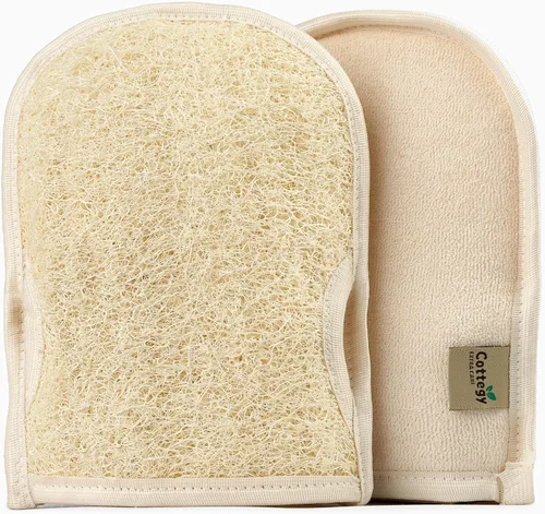 Miniatura 10 de Guantes exfoliantes de lufa prémium – Esponja de Loufa egipcia natural para piel suave y radiante – Exfoliación suave y limpieza profunda