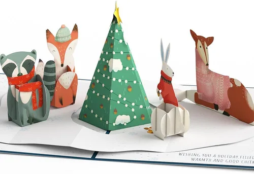 Miniatura 3 de Lovepop Tarjeta desplegable de Navidad para ella y él, tarjetas de felicitación 3D para hombres, mujeres, reunión de bosques, tarjeta de 5 x 7