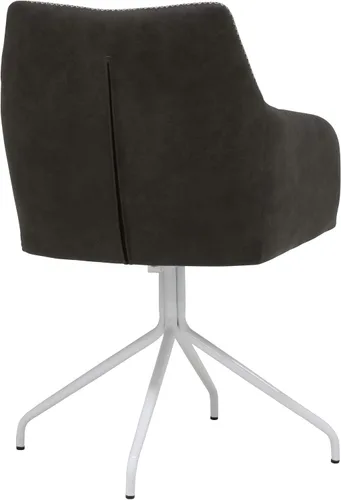 Miniatura 6 de Calico Designs Adelaide - Silla giratoria de oficina con respaldo medio, tapicería de gamuza sintética gris oscuro, patas de metal blanco, capacidad