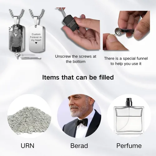 Miniatura 3 de Collar personalizado con colgante de urna de cremación para hombre, niño, niña, acero inoxidable, soporte para cenizas, recuerdo conmemorativo