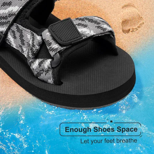 Miniatura 3 de Sandalias unisex para niños grandes con correas ajustables, sandalias atléticas para exteriores, zapatos casuales