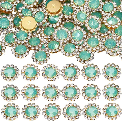 Miniatura 21 de 160 diamantes de imitación para coser de 0.472 pulgadas, base de metal, diamantes de imitación para coser en ropa, zapatos, aretes, cinturón