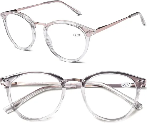 Miniatura 8 de AQWANO Gafas de lectura con bloqueo de luz azul para mujeres y hombres, para lectura de computadora redondos, antifatiga ocular/UV/deslumbramiento
