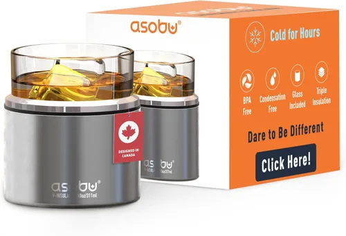 Miniatura 9 de asobu Vaso con funda para whisky, vaso de bourbon aislado con vidrio de rocas de alta calidad, sin BPA, acero inoxidable de doble pared, mantiene