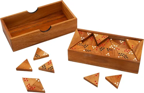 Miniatura 8 de BSIRI Juego de dominó triangular de madera, juego de azulejos triangulares, estrategia para adultos, juegos de mesa clásicos de dominó y familia