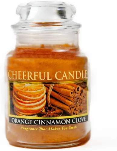A Cheerful Giver - Vela en tarro de vidrio perfumada de naranja y canela (6 onzas) con tapa y fragancia fiel a la vida, fabricada en Estados Unidos
