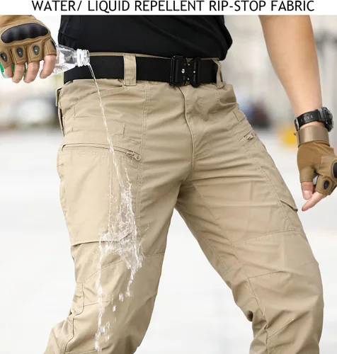 Miniatura 6 de NAVEKULL Pantalones tácticos de senderismo para hombre, pantalones cargo de combate militares antidesgarros, ligeros, pantalones de trabajo