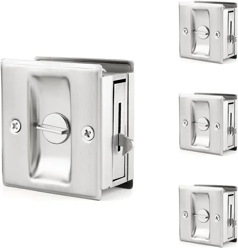Miniatura 17 de HOMOTEK Cerradura de Puerta Corrediza de Privacidad con Tirador - Reemplaza el Hardware de Cerraduras de Bolsillo Viejas o Dañadas Rápida y Negro