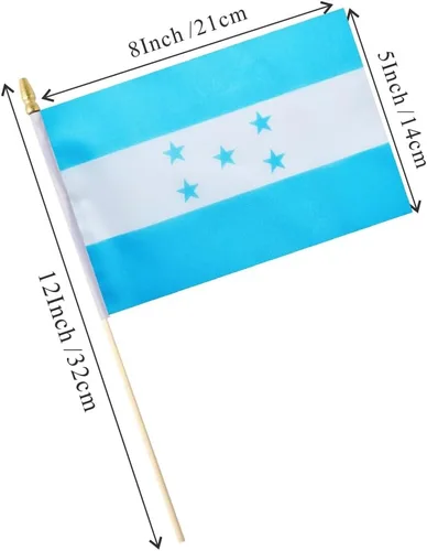 Miniatura 2 de 25 paquete de banderas pequeñas de Honduras, bandera mini de Honduras en palo de mano, 5x8 pulgadas