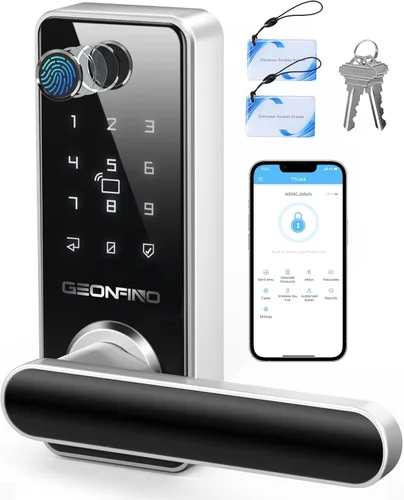 Miniatura 12 de Cerradura de puerta de entrada sin llave, cerradura inteligente con aplicación Bluetooth, teclado electrónico, tarjeta IC, llaves de repuesto