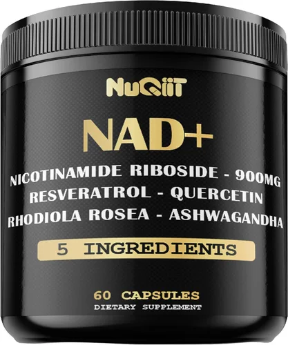 Suplemento NAD+ con ribósido de nicotinamida, resveratrol, quercetina, cúrcuma, Rhodiola Rosea - 60 unidades