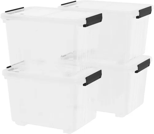Miniatura 8 de Paquete de 4 cajas de almacenamiento transparentes de 17.5 cuartos de galón, contenedor de almacenamiento de plástico con tapas