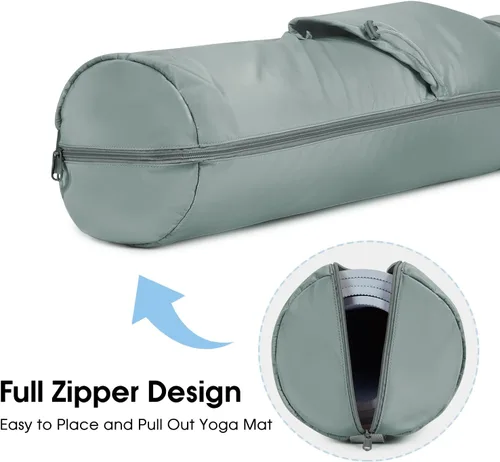 Miniatura 6 de sportsnew Bolsa para esterilla de yoga, bolsa de transporte para esterilla de yoga con cremallera completa con bolsillo para botella de agua con Gris