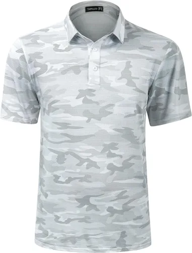 Miniatura 155 de TAPULCO Camisetas tipo polo de secado rápido para hombre, diseño de camuflaje, atléticas, ligeras, transpirables, casuales, para golf