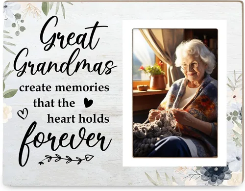 Marco de fotos para la abuela – Crea recuerdos que el corazón guarda para siempre, marco de fotos de madera de 4 x 6 pulgadas, regalo de cumpleaños