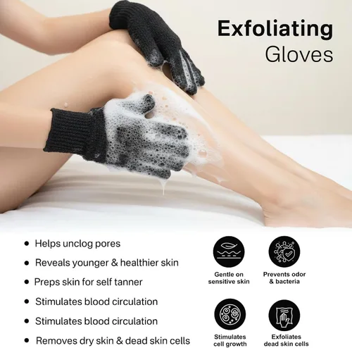 Miniatura 3 de Yiclick Guantes exfoliantes pesados, exfoliante corporal para baño y ducha, exfoliante corporal para removedor de piel muerta, esponja exfoliante