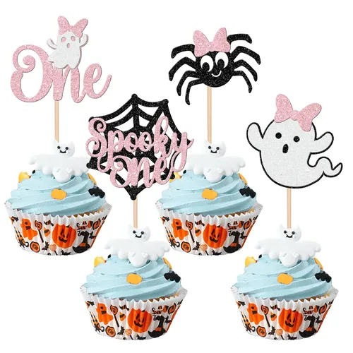 Miniatura 24 de 30 piezas de adornos para cupcakes con purpurina – Púas de cupcakes de Halloween para niños, cumpleaños, festival, fiesta, decoración de pasteles