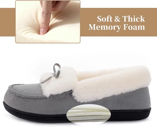 Miniatura 4 de RockDove Pantuflas tipo mocasín de microgamuza con forro de piel sintética para mujer