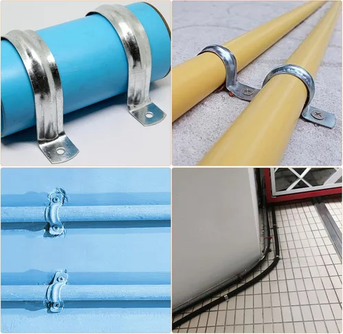 Miniatura 5 de uxcell 18 correas de tubo rígidas de 1 pulgada, correas de un agujero en forma de R, abrazadera de tubo de acero inoxidable para instalación